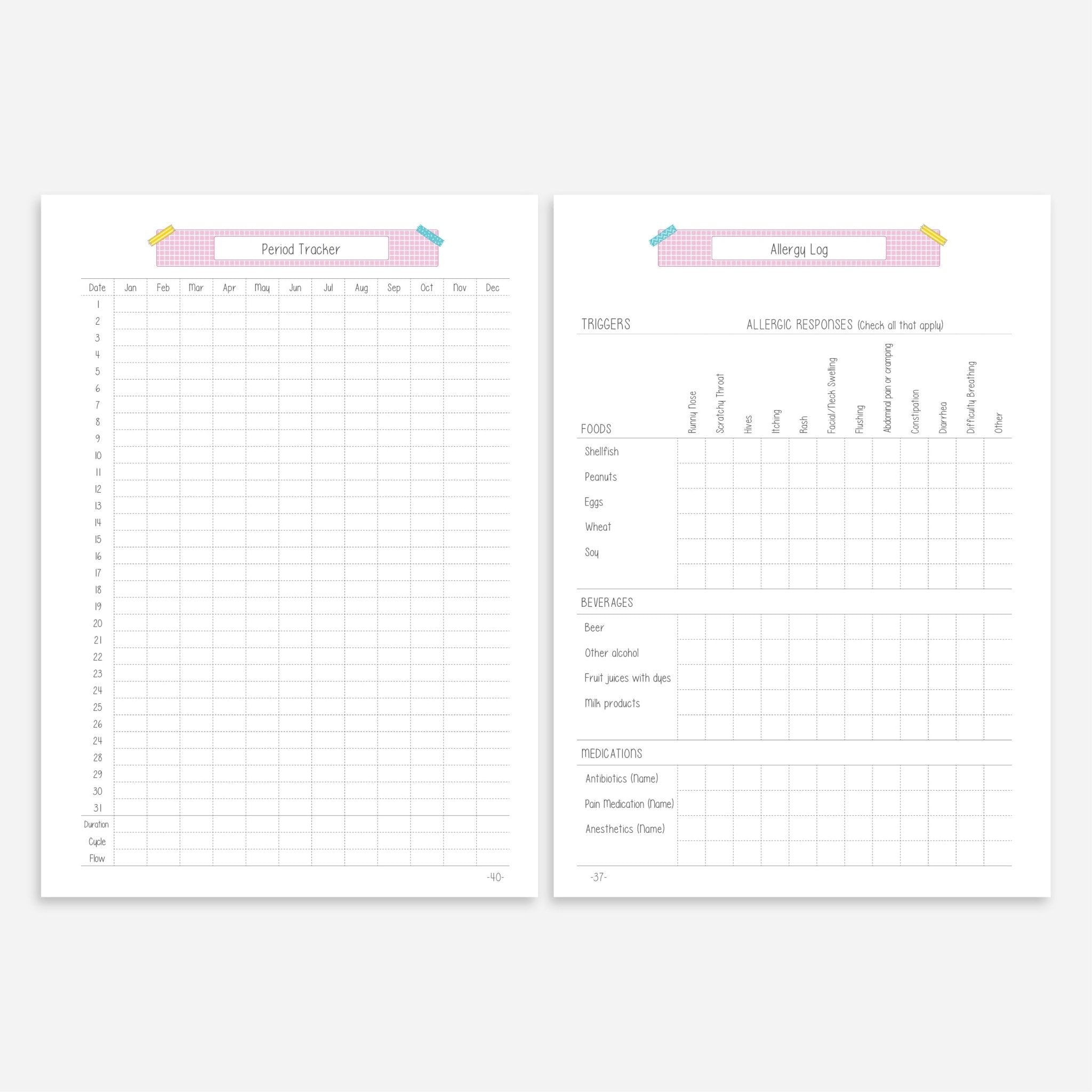Planner Medical Insert Medical Record Bundle | Binder Planner Inserts – Bullet Planner