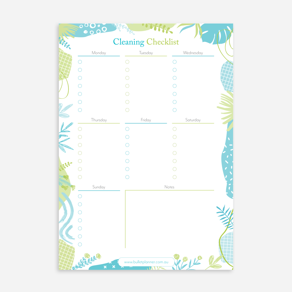 Cleaning Checklist A5 Notepads - Bullet Planner